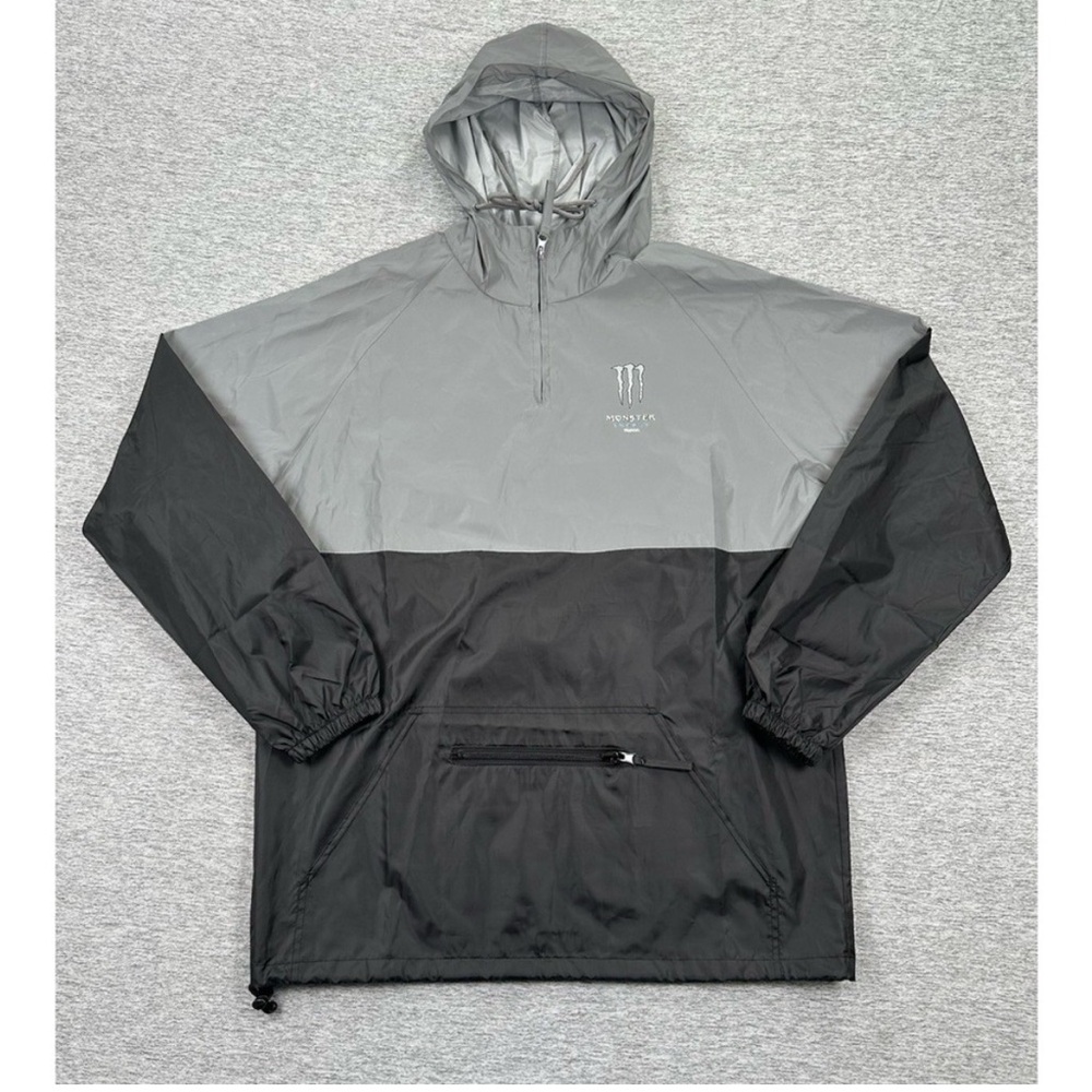 Monster Energy‎ Ultra Jacket Mens X-Large Gray Black Reflective Hooded Anorak